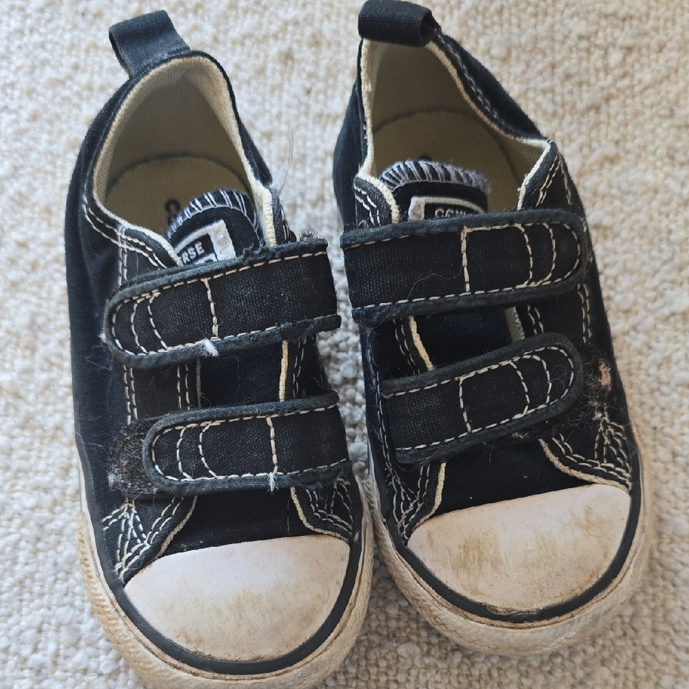 Converse Kids Black and White Velcro Sneakers